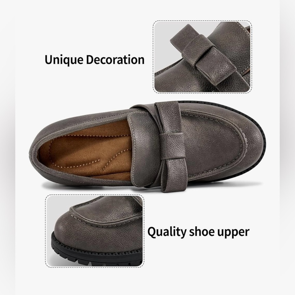 Gray Loafers with Bow Detail - Picture 3 of 7